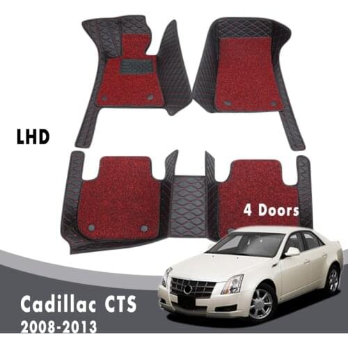 Car Floor Mats Carpets For Cadillac CTS 4 Doors 2013 2012 2011 2010 2009 2008 Double Layer Wire Loop Interior Leather Custom