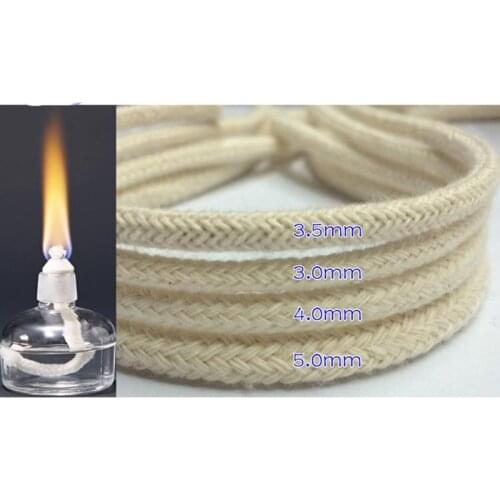 Diameter 3-4-5mm Smokeless Alcohol Lamp Butter Lamp Wick rRope Solid Core Cotton Rope Natural Color 10 Meters