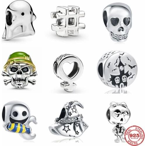 New Skull Bone Soul Magic 925 Silver Spacer Bead Fit Pandora Original Bracelet Charms Beads For Women DIY Jewelry
