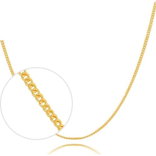 Solid Pure 999 24K Yellow Gold Necklace Women Curb Link Chain Necklace P6280