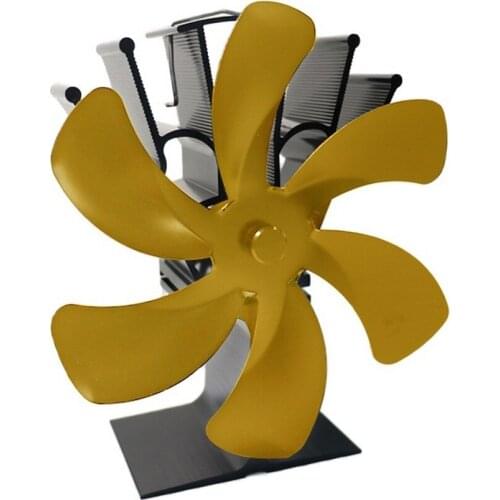 Black Fireplace 6 Blades Thermal Stove Fan Log Wood Burner Ecofan Quiet Household Fireplace Fan Effi Efficient Heat Dissipation