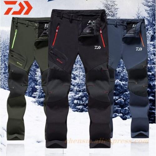 Daiwa Men Oversized Plus Size Winter Softshell Fleece Outdoor Pants Trekking Fishing Camp Climb Hiking Ski Warm Travel Trousers