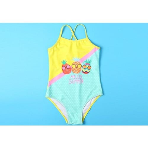 Childrens Swimsuit Girlss Swimwear 2021 New Arrival One Piece Pineapple For 2-13years Girls Hello Summer Lovely Dot TB041