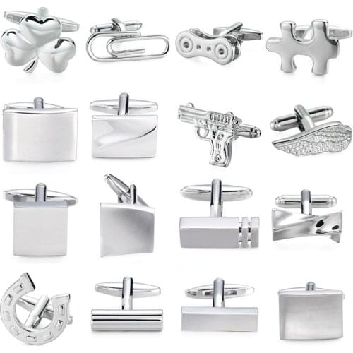 DY color novelty design Fashion silvery Cufflinks hotsale copper material Electroplating silvery mens French shirt Cufflinks
