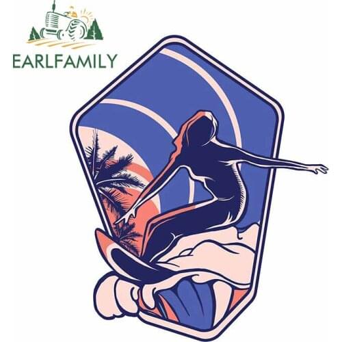 EARLFAMILY 13cm x 10.8cm Car Assessoires for Surf Girl Silhouette Funny Car Sticker Creative Scratch-Proof 3D Motorcycle Decal