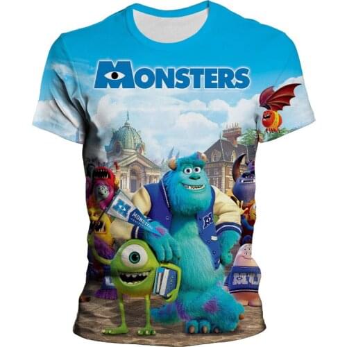 Monsters, Inc. Oversized T-shirt For Men Summer Casual Disney 3D Print Womens T Shirt Cartoon Anime Clothes For Boy Girl Kids