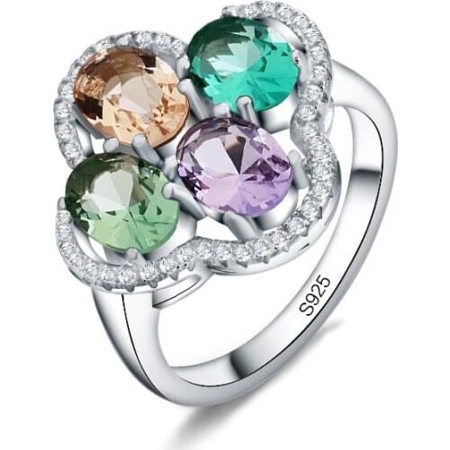 Hot Sale Crystal Sterling Silver Rings 2018 Temperament Fashion Flower Ring Women CZ Zircon Ring Retro Jewelry Christmas Gift