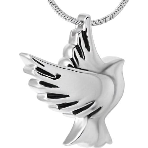 IJD9496 Directly Factory Supply Pet Casket Keepsake jewelry Stainless Steel Dove Cremation Urn Pendant Ashes Keepsake Necklace
