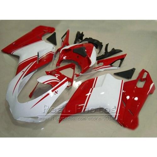 Compression molding fairing kit for Ducati 848 1098 1198 07 08 09 10 11 white red fairings set 848 1198 2007-2011 HZ19
