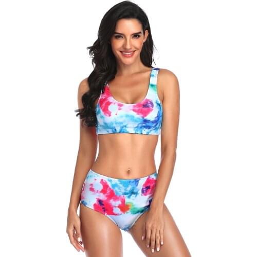 Swimsuit Printed High Waist Sexy Bikini Split Womens Large Size Swimsuit for Girl Summer Swimming Suit for Women