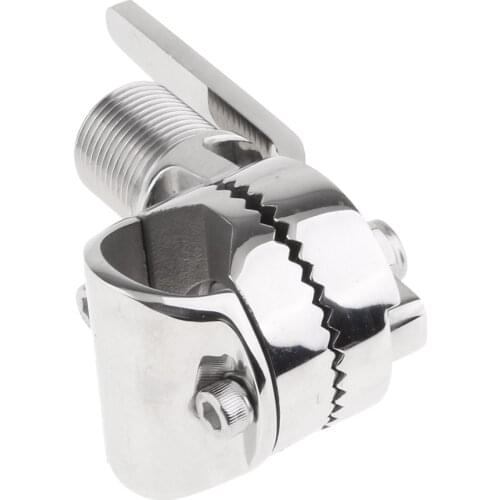 Marine Boat 7/8inch VHF Radio Aerial Antenna Ratchet Deck Base Mount - Heavy Duty Polished 316 Stainless Steel