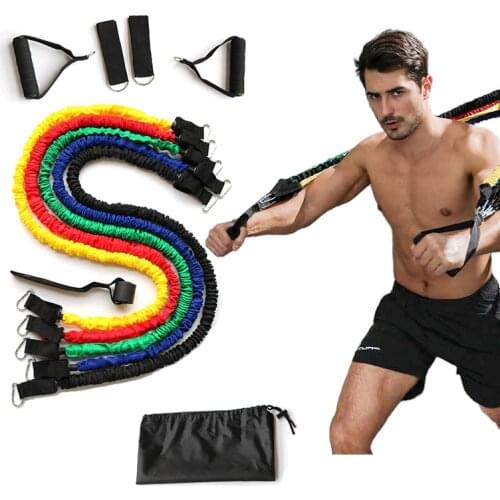 11 pcs Resistance Tube Bands Set Fitness Yoga Gym Pull Rope Exercise Home Training Expander Pilates Fitness Equipment Training