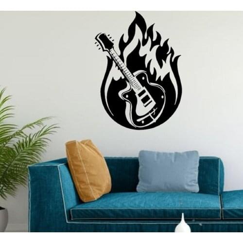 Guitar Wall Decal Music Wall Decor Music Wall Sticker Music Studio Home Bedroom Decoration Wallpaper Vinyl Music Poster C610