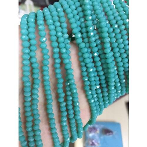 Opacity Dark Green Color 4mm Glass Crystal Rondelle Loose Beads