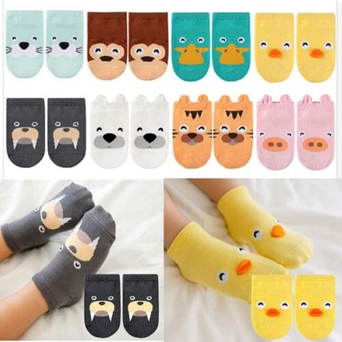 Animal Party Stereo No-Show Socks Short Korean New Cartoon Newborn Ankle Sock Cotton Baby No-Skid Floor Socks