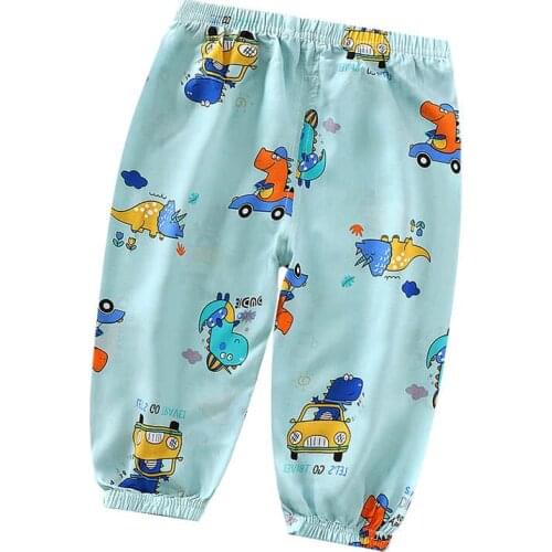 New Childrens Cotton Silk Mosquito-proof Casual Pants for Boys and Girls In Summer 2021. Loose Sports Pants for Baby Knicke