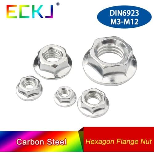 Zinc Plated Carbon Steel Flange Nut DIN6923 M3 M4 M5 M6 M8 M10 M12