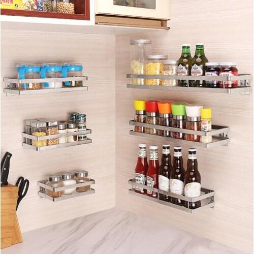 Stainless Steel Storage Shelf Kitchen Spice Bottle Jar Bathroom Rack Organizer