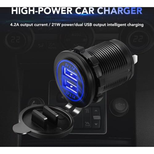 Cigarette Lighter Socket Splitter Car 2 USB Charger Cover Car Charger with Led Light Power Adapter Motorcycle Usb Socket Mount