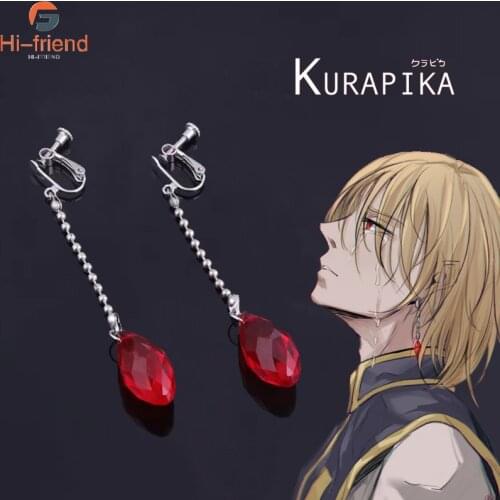 Anime HUNTER X HUNTER Red Kurapika Kurta Cosplay Earrings Big Size Red Pendant Earrings for Women Men Christmas Party Gift