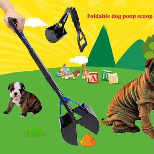 Foldable Pet Dog Pooper Scooper Cat Toilet Cleaning Shovel Outdoor Long Handle Jaw Poop Scoop Cleaning Clip Pet Litter Pickup