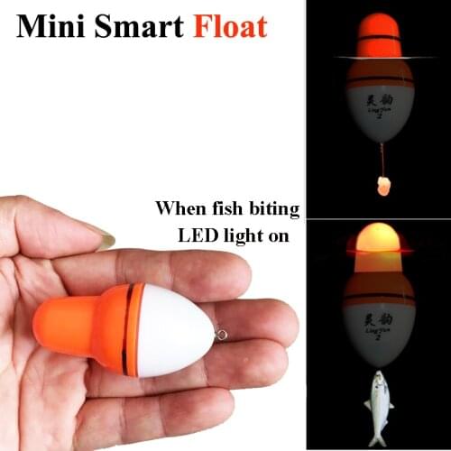 Smart Fishing Float Alarm Fish Bite Bait LED Light ON Automatic Mini Night Electronic Buoy Strike Alert Intelligent Bobber