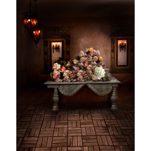 Vintage Living Wooden Floor Flowers Table Photography Backdrops Photo Props Studio Background 5x7ft
