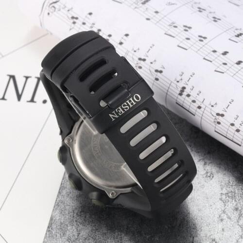 OHSEN 1510 High Quality Rubber Watch Band black white red blue