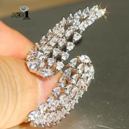 YaYI Jewelry Fashion Princess Cut White Cubic Zirconia Silver Color Engagement Wedding Party Adjustable Precious Gift Rings