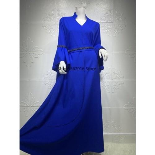 Maxi Dress for Women Spring 2021 New Notched Stand Neck Ruffle Long Sleeve Dubai Kaftan Arabic Turkish Oman Clothes New