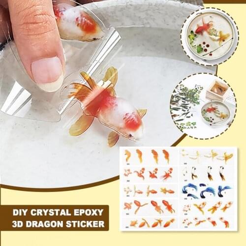 10Pcs Sticker Goldfish Design Self-adhesive Decals Creative DIY Decoration Supplies for Notebook