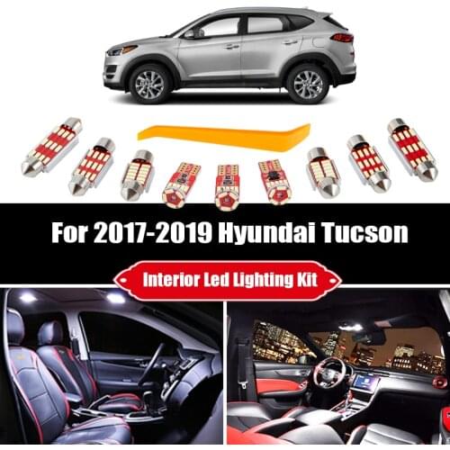 12pcs For 2017 2018 2019 Hyundai Tucson White Bulbs Car LED Interior Map Dome Light Package Kit Trunk Mirror License Lamp
