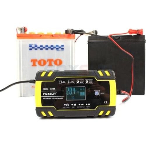 12V/24V Car Motorcycle Pulse Repairing Battery Charger With Lcd Display Multiple Protection Gel Wet Lead Acid Battery Charger
