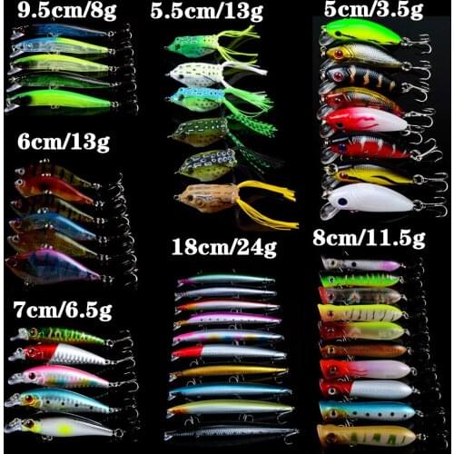 50pcs/lot Carp Fishing Lures Mixed Minnow/VIB Soft Frog and Topwater Popper bait 7 Good Models Wobblers Fishing Tackle Y-T130
