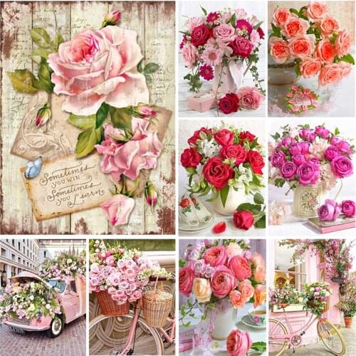 5D Diy Diamond Painting Vase Cross Stitch Kit Full Diamond Embroidery Mosaic Rose Rhinestone Picture Home Decoration Gift