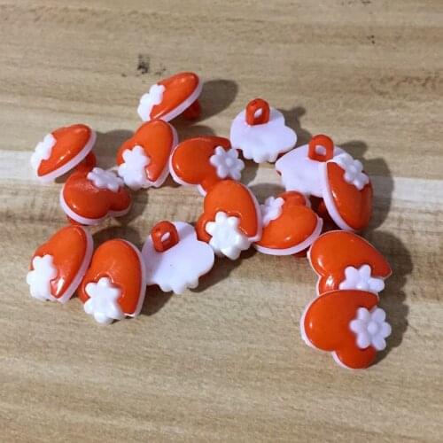 SHINE Plastic Sewing Buttons Scrapbooking Heart Orange Single Hole Flower 14mm 50PCs Costura Botones Decorate bottoni botoes