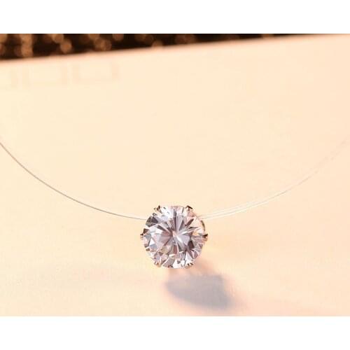 Fashion Invisible Fish Line Crystal Choker Necklace Pendants Zircon Women Clavicle Chain Lady Girl Gift Elegant Women Necklace