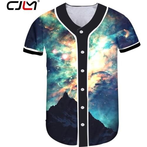 CJLM Man Personality Colorful Baseball Shirt 3D Starry Sky Full Printed Mens T-shirt Wholesale Oversized Spandex Tshirt
