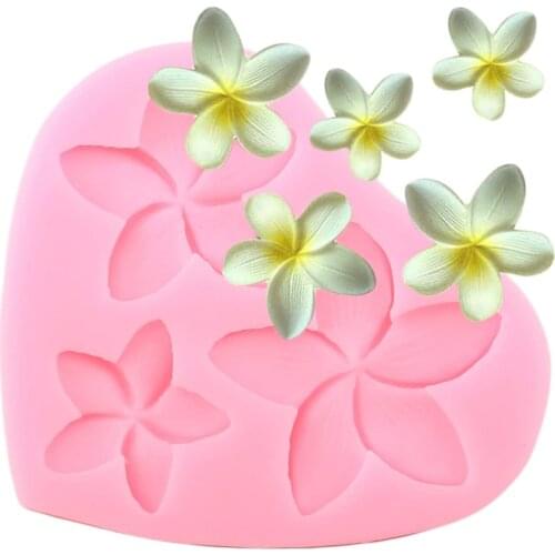 Frangipani Plumeria Flower Floral Silicone Mold Polymer Clay Epoxy Resin Mould for Gum Paste Fondant Plaster DIY Decoration Tool