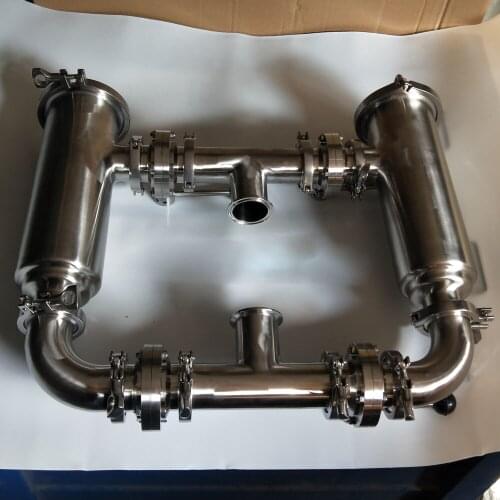 Duplex SS304 Filter Food Grade Strainer Right Angle Duplex Filter Liquid Water Oil Wine Filter 50.5mm/64mm