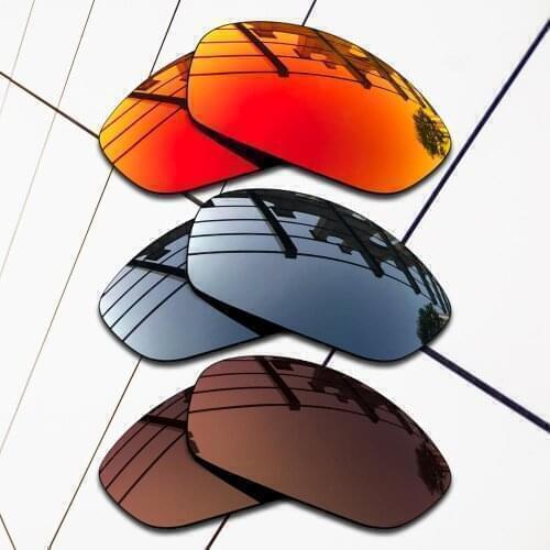 E.O.S 3 Pairs Brown & Fire Red & Black Chrome Polarized Replacement Lenses for Oakley Blender OO4059 Sunglasses
