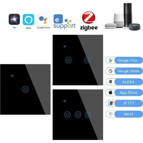 EWelink ZIGBEE WiFi Smart Touch EU 1/2/3/4 Gang Switch AC100-250V Home Wall Button Work With Alexa And Google Home Assistant