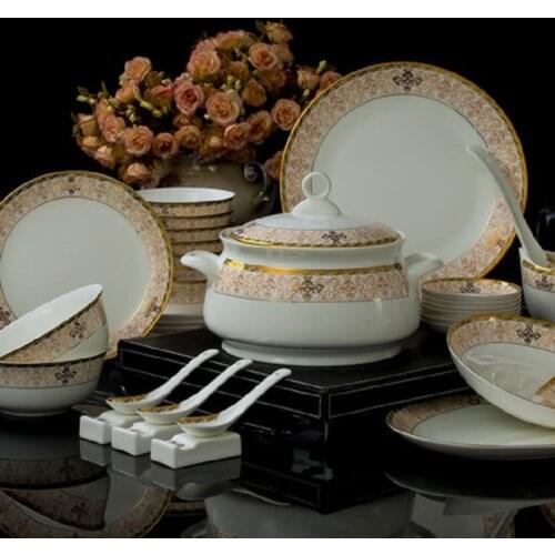 Christmas Bone china tableware Jingdezhen ceramic tableware set 60pieces skull porcelain bowl tray gift box