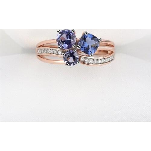 925 Sterling Silver Rings For Women Gemstone Tanzanite Rose Gold Plated Delicate Luxury Fine Jewelry Unusual 2021 Trendy Gifts