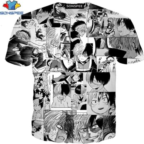 Comics Anime My Hero Academia Todoroki Shouto Kawaii Faces 3D Print Bakugo Mens T-shirt Casual Harajuku Summer Oversized Shirt