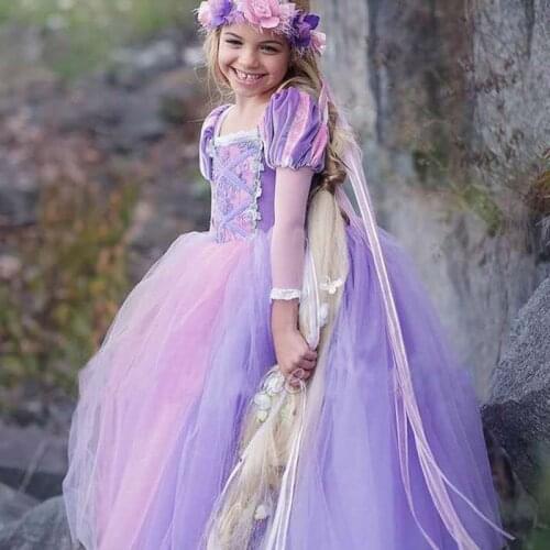 Cosplay Aisha Queen Dress Cinderella Fantasy Child Sleeping Beauty Princess Rapunzel Belle Dress Girl Party Costume