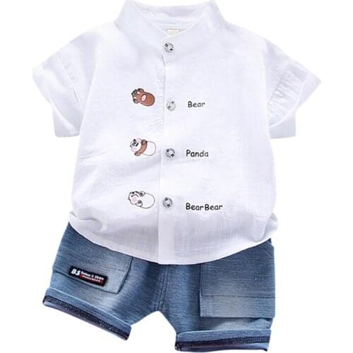 Baby Boys Short Sleever Cartoon Print T-shirt Tops+Shorts Costume Set