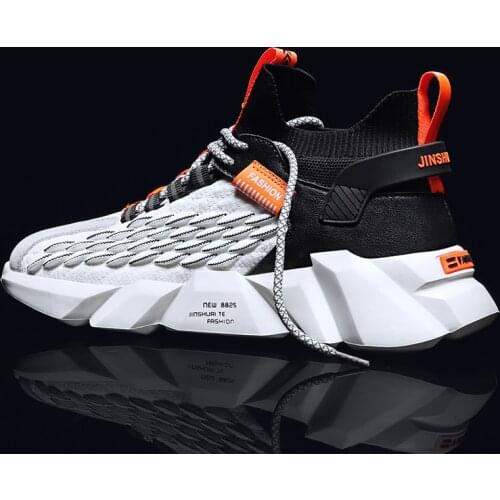 New men sneakers running shoes mesh elastic jogging fashion breathable shock absorption sports version comfortable outdoor