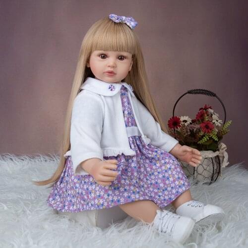 Super Long Hair Princess Reborn Dolls 24 Inch Cloth Body Stuffed Realistic Doll Bebe Reborn Toys For Kids Birthday Xmas Gifts
