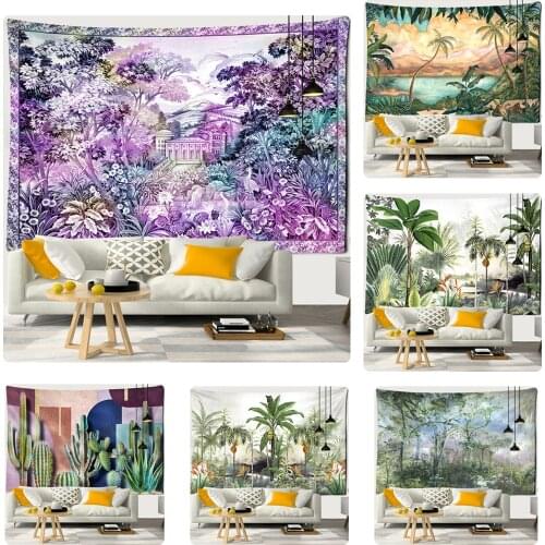 Palm Plant Tapestry Wall Hanging Hippie Bohemian Psychedelic Colorful Art Ins Style TAPIZ Room Home Decor